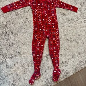 Hanna Andersson Organic Cotton Zip Sleeper – Red Nordic Print – Size 3T